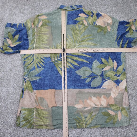 Tori Richard Shirt Mens 2XL XXL Blue/Green 100% Cotton Lawn Short Sleeve Button - Picture 9 of 12